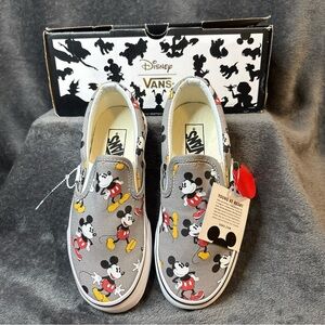 Vans Women's Sz 5 or Men Sz 3.5 Mickey Mouse Gray Slip-On Shoes